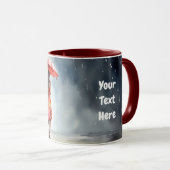 Waterverf dame in de regen paraplu rode jurk Mok (Voorkant rechts)