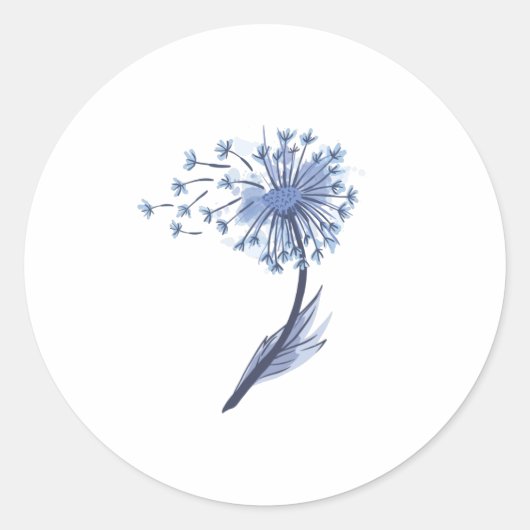 Waterverf Dandelion Ronde Sticker (Voorkant)