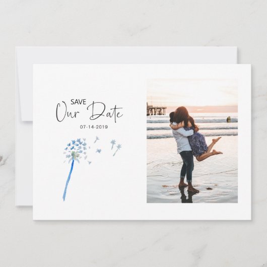 Waterverf Dandelion Save the Date Photo Card (Voorkant)