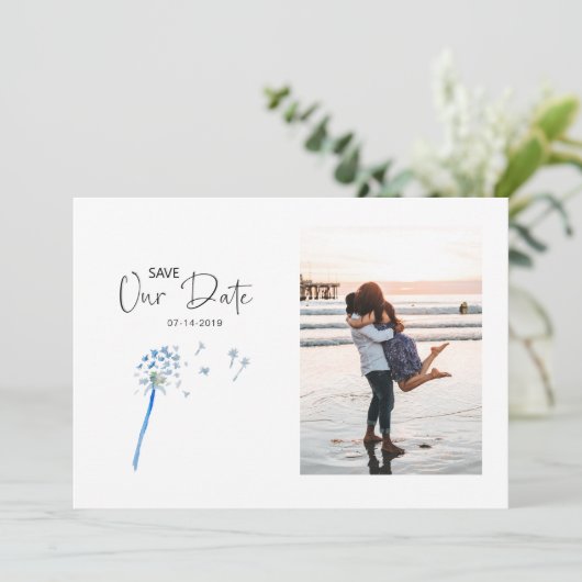 Waterverf Dandelion Save the Date Photo Card (Staand voorkant)