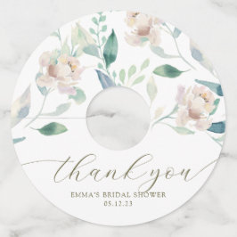 Waterverf Dank Je Wel Bloemglas Tags met Crème Kle Wijnglaslabel