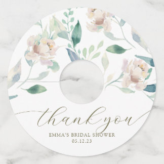 Waterverf Dank Je Wel Bloemglas Tags met Crème Kle Wijnglaslabel