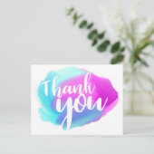 Waterverf Dank u Blauw, Paarse & Turquoise Briefkaart (Staand voorkant)