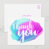 Waterverf Dank u Blauw, Paarse & Turquoise Briefkaart (Voorkant / Achterkant)