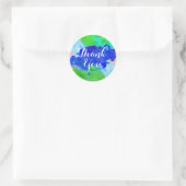 Waterverf Dank u Blauwe Groene Splatter geborsteld Ronde Sticker (Tas)