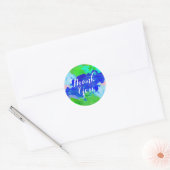 Waterverf Dank u Blauwe Groene Splatter geborsteld Ronde Sticker (Envelop)