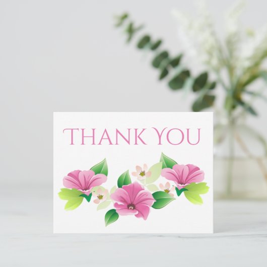 Waterverf Dank u Bloem Roze Paarse Bloem Briefkaart (Staand voorkant)