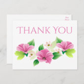 Waterverf Dank u Bloem Roze Paarse Bloem Briefkaart (Voorkant / Achterkant)
