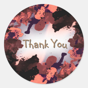 Waterverf Dank u het Schilderen van het Sinaasappe Ronde Sticker