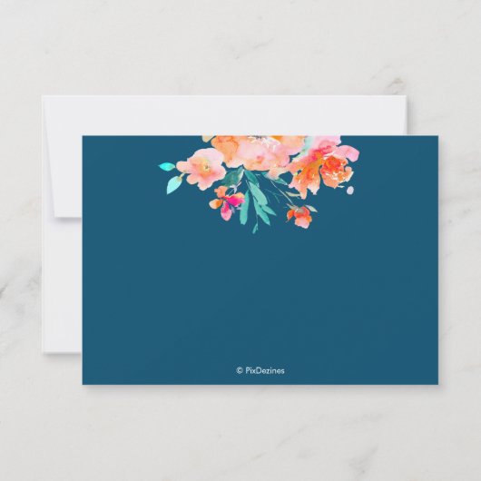 Waterverf Dank u Mitzvah, Oranje Rozen Kaart (Achterkant)