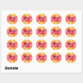 Waterverf Dank u Roze Gele Splatterpenseel Ronde Sticker (Vel)