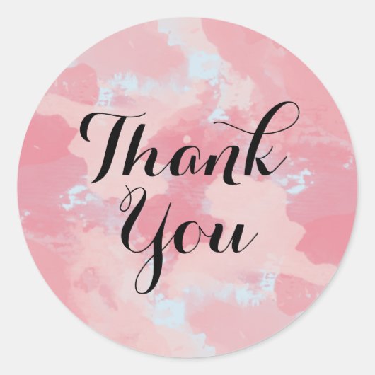 Waterverf Dank u roze roze roze schildpad Ronde Sticker (Voorkant)