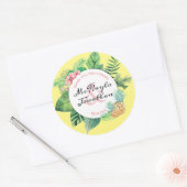 Waterverf Dank u voor het komen Tropische Bruiloft Ronde Sticker (Envelop)