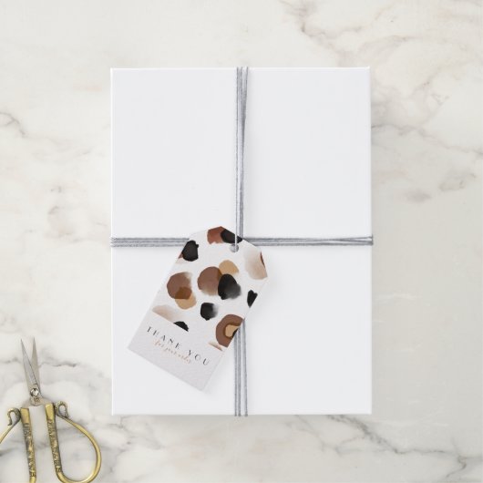 Waterverf | Dank u wel | Loopspatafdruk Cadeaulabel (Met Touw)