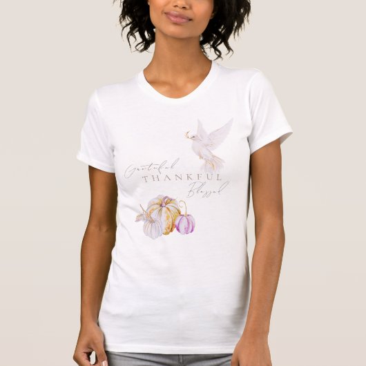 Waterverf dankbare dankbare gezegende Thanksgiving T-shirt (Voorkant)