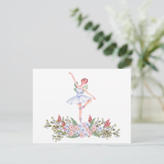 Waterverf dansen ballerina briefkaart (Staand voorkant)