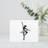Waterverf dansen ballerina briefkaart (Staand voorkant)