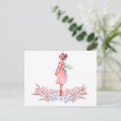 Waterverf dansen ballerina briefkaart (Staand voorkant)