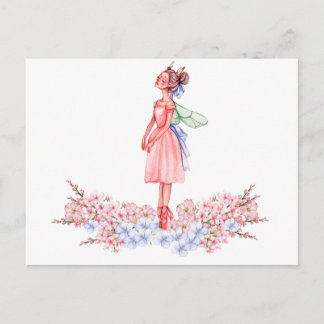 Waterverf dansen ballerina briefkaart