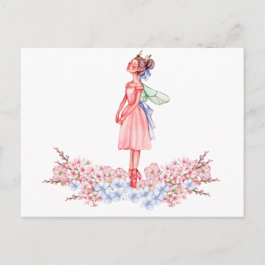 Waterverf dansen ballerina briefkaart (Voorkant)