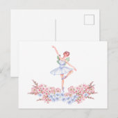 Waterverf dansen ballerina briefkaart (Voorkant / Achterkant)