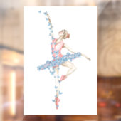 Waterverf dansen ballerina in rode jurk raamsticker (Vel 2)