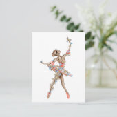 Waterverf dansende ballerina met vlinder briefkaart (Staand voorkant)