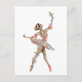 Waterverf dansende ballerina met vlinder briefkaart (Voorkant)