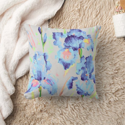Waterverf Dark Blue Iris Cushion Kussen (Deken)
