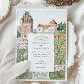 Waterverf Darmstadt huwelijksuitnodiging Kaart