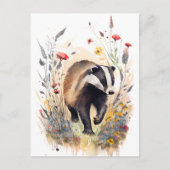 Waterverf das die door een bloemenweide loopt briefkaart (Voorkant)