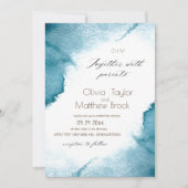 Waterverf Dash Elegant Modern Blauw Bruiloft Kaart (Voorkant)