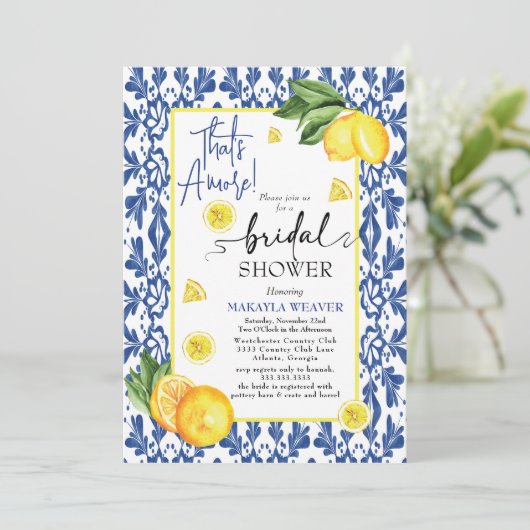 Waterverf Dat is Amore Lemon Vrijgezellenfeest Kaart (Staand voorkant)