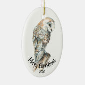 Waterverf Dated Barn Owl Bird kerst Keramisch Ornament (Rechts)