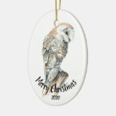 Waterverf Dated Barn Owl Bird kerst Keramisch Ornament (Links)