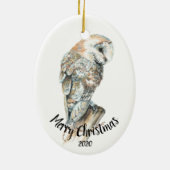 Waterverf Dated Barn Owl Bird kerst Keramisch Ornament (Achterkant)