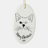 Waterverf Dated Winking Cat-plezier met prettige k Keramisch Ornament (Rechts)