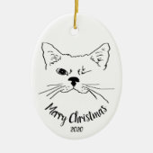Waterverf Dated Winking Cat-plezier met prettige k Keramisch Ornament (Voorkant)