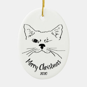Waterverf Dated Winking Cat-plezier met prettige k Keramisch Ornament