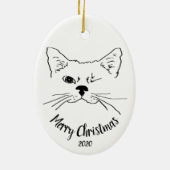 Waterverf Dated Winking Cat-plezier met prettige k Keramisch Ornament (Achterkant)
