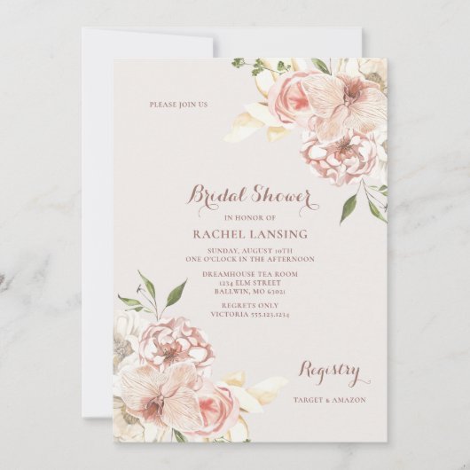 Waterverf Daylily en Roos Vrijgezellenfeest Kaart (Voorkant)