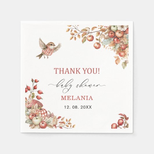 Waterverf de appel van ons baby shower servet (Voorkant)