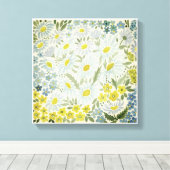 WATERVERF . De bloemen van het veld. Chamomile Canvas Afdruk (Insitu (Houten vloer))