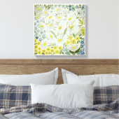 WATERVERF . De bloemen van het veld. Chamomile Canvas Afdruk (Insitu (Slaapkamer))