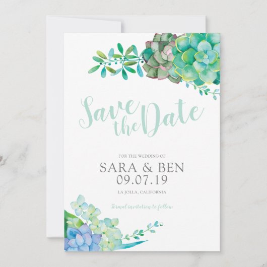 Waterverf De datum opslaan Kaart (Voorkant)