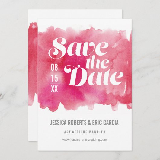Waterverf De datum opslaan Save The Date (Voorkant / Achterkant)