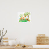 Waterverf de heer Fox en mevrouw Fox Poster (Keuken)