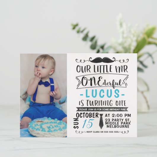 Waterverf de heer ONEderful Birthday Invitation Kaart (Staand voorkant)
