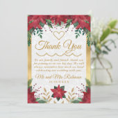 Waterverf de Kerstwinter in Poinsettia Bedankkaart (Staand voorkant)