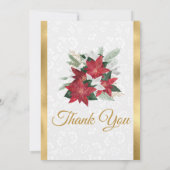 Waterverf de Kerstwinter in Poinsettia Bedankkaart (Achterkant)